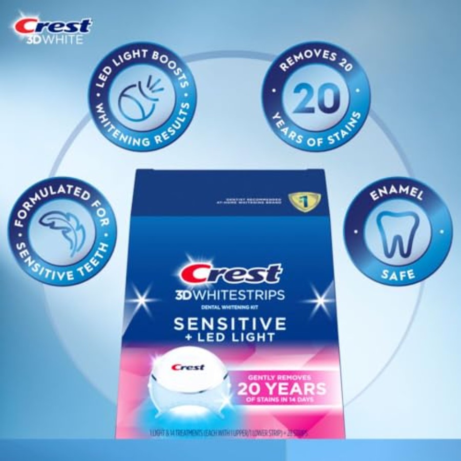 Crest 3D Whitestrips Sensitive - Teeth Whitening Light Kit avaliação e preço