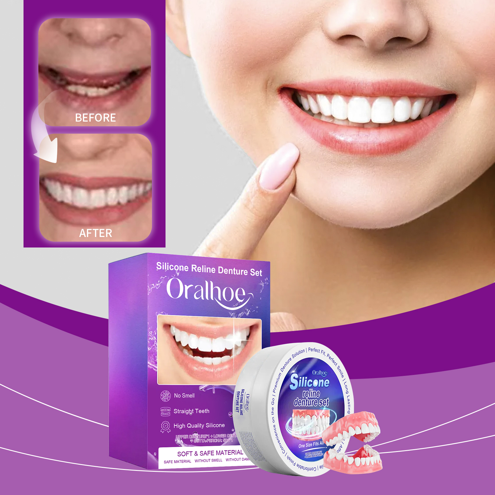 Silicone Denture Set Fit Tempo - Teeth Whitening For Braces avaliação e preço