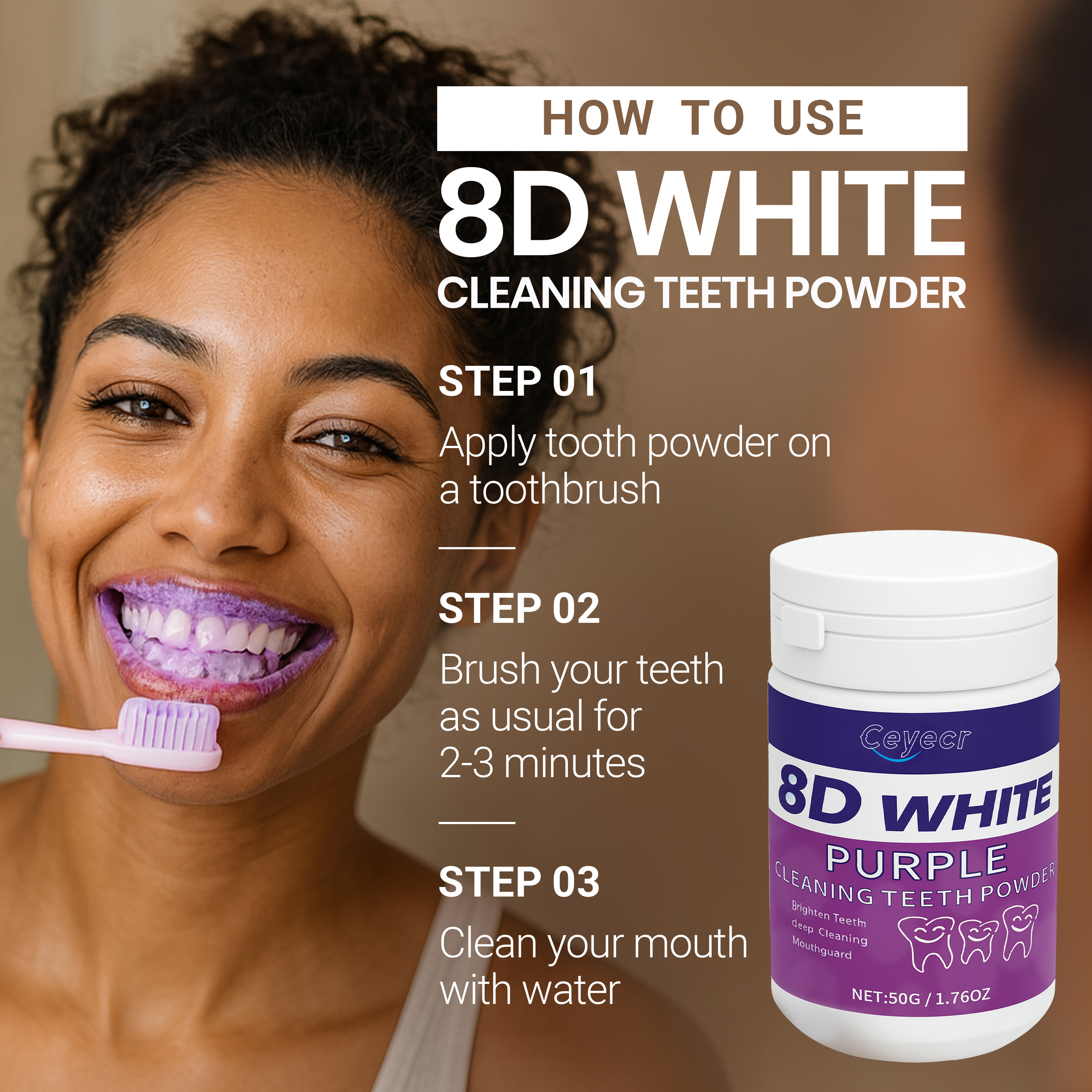 8D white Teeth Whitening Powde - Teeth Whitening Results avaliação e preço